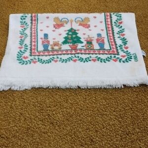 Holiday White Towel with Festive Design